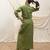 Green linen cropped jacket top