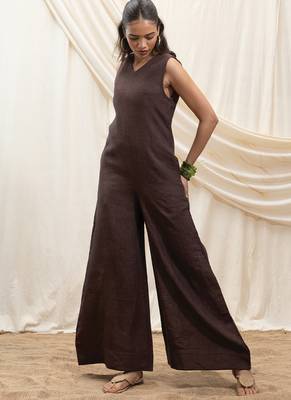 Brown linen jumpsuit 1