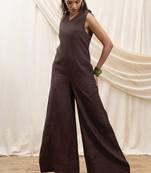 Brown linen jumpsuit