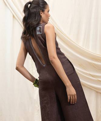 Brown linen jumpsuit 2