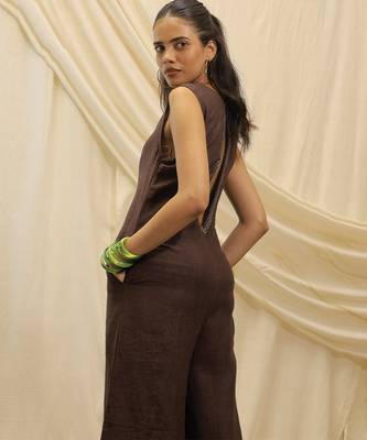 Brown linen jumpsuit 3