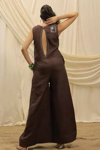 Brown linen jumpsuit