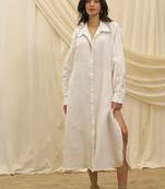 White linen midi dress