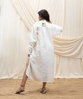 White linen midi dress 5