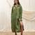 Olive green linen midi dress