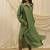 Olive green linen midi dress