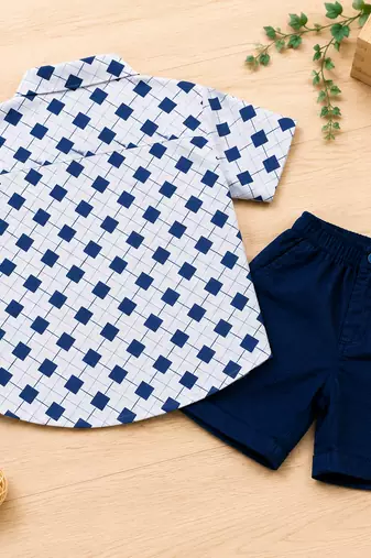 Multicolor printed cotton blend kids cord set
