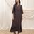 Toasted brown embroidered linen maxi dress