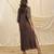 Toasted brown embroidered linen maxi dress