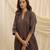 Toasted brown embroidered linen maxi dress