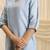 Powder blue embroidered linen maxi dress