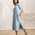 Powder blue embroidered linen maxi dress