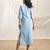 Powder blue embroidered linen maxi dress