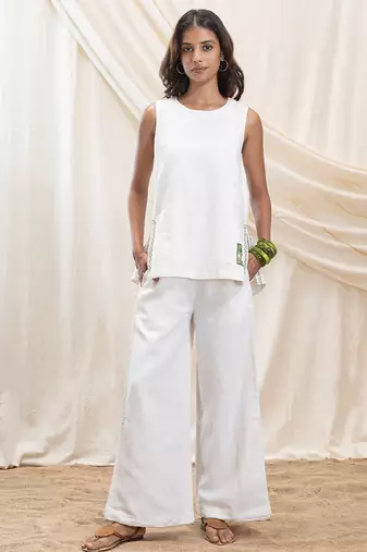 White linen high low top