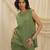 Olive green linen high low top