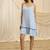 Powder blue linen frilled dress