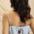Powder blue linen frilled dress