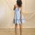 Powder blue linen frilled dress