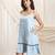 Powder blue linen frilled dress