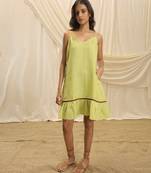 Lime green linen frilled dress