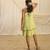 Lime green linen frilled dress