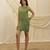 Olive green linen short dress