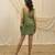 Olive green linen short dress