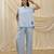 Powder blue linen tunic top