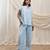 Powder blue linen tunic top