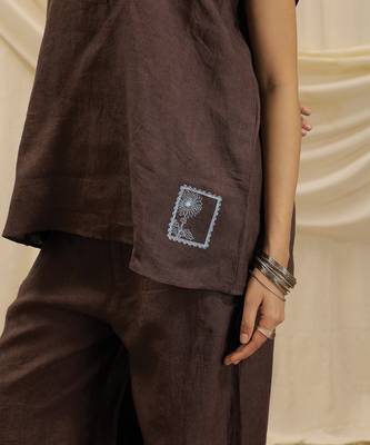 Brown linen tunic top 3