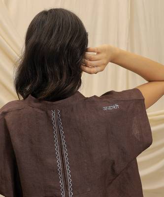 Brown linen tunic top 4