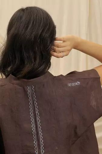 Brown linen tunic top