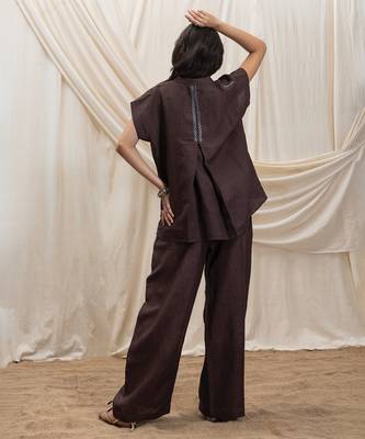 Brown linen tunic top 5