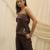 Brown linen strapless top