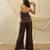 Brown linen strapless top