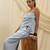 Powder blue linen strapless top