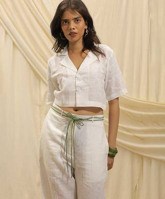 White linen vest shirt top 1