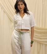 White linen vest shirt top