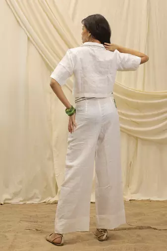 White linen vest shirt top