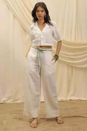 White linen vest shirt top