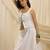 White linen laceup top