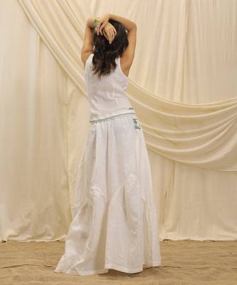 White linen laceup top 3