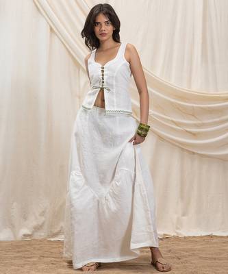 White linen laceup top 4