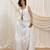 White linen laceup top