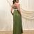 White olive green linen sun dress