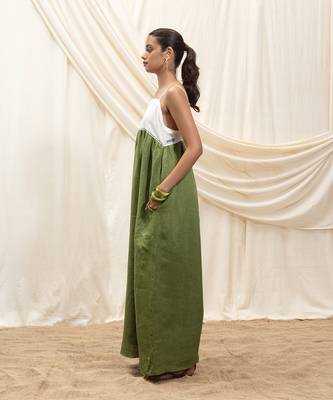 White olive green linen sun dress 4