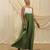 White olive green linen sun dress