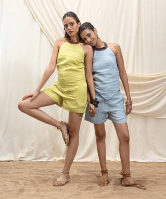 Lime green linen co ord set 3