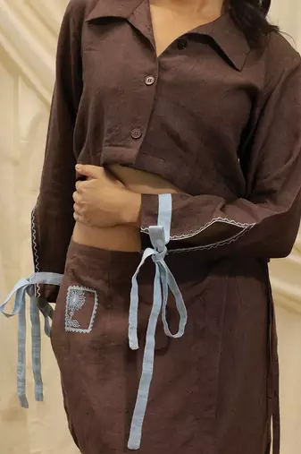 Brown linen co ord set