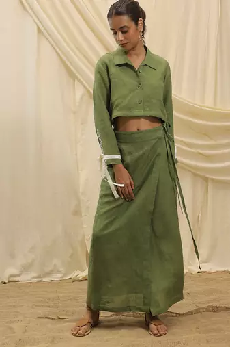 Green linen co ord sets